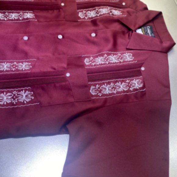 Guayabera Campos 42 White Button Shirt Bordados Finos Copacabana 4 pockets - Picture 6 of 12